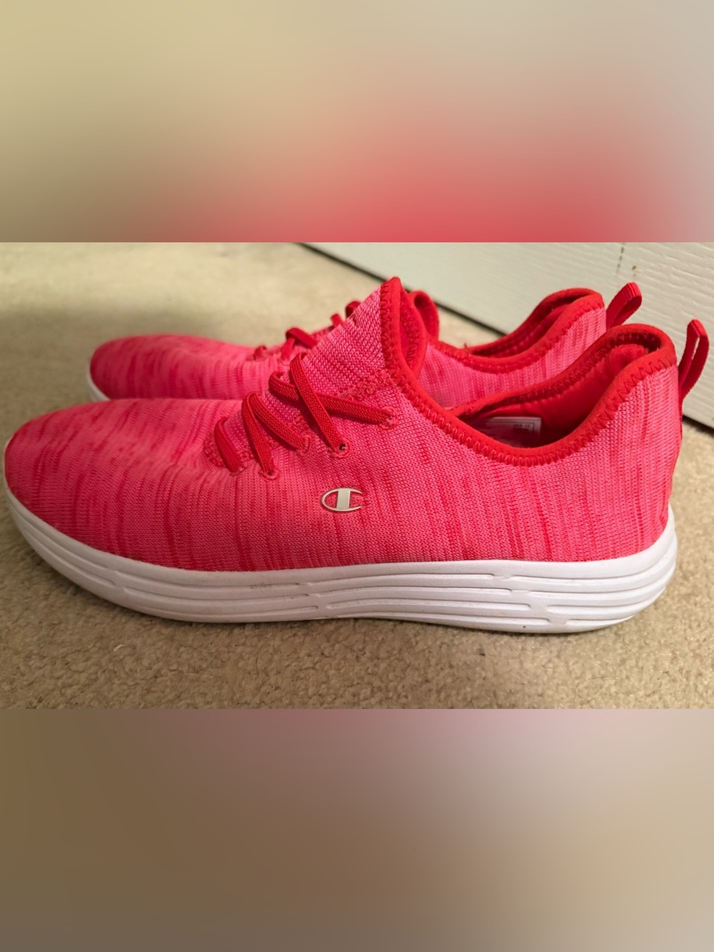Champion Pink Knit Slip-On Sneakers with White Sole